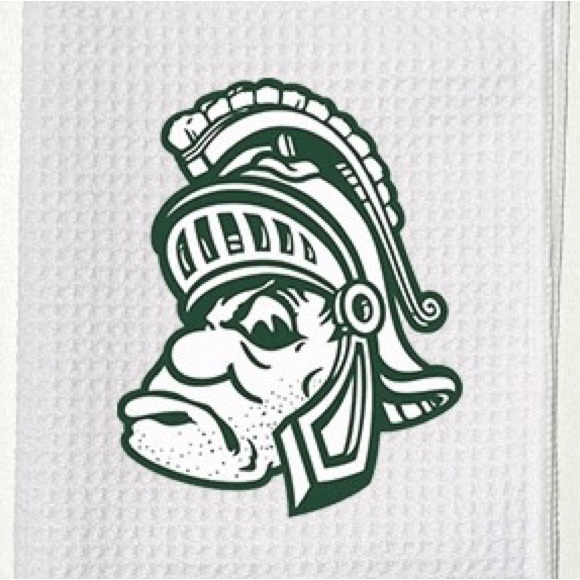 Michigan State Spartans Golf Towel, 12 x 20, with carabiner, White - Picture 1 of 4